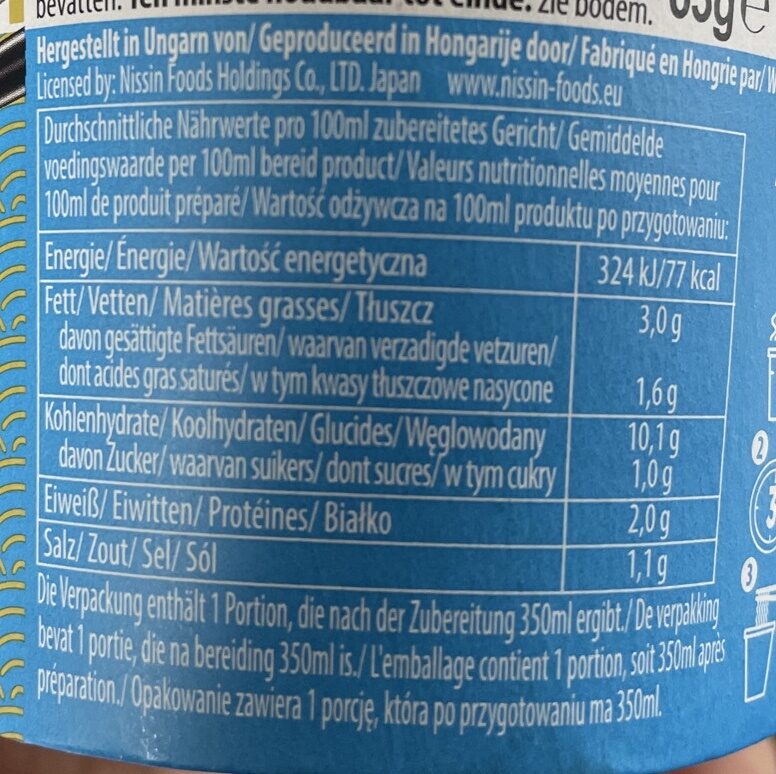 Foto da tabela nutricional