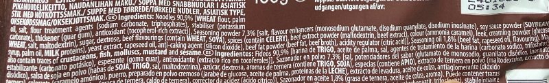 Foto da lista de ingredientes