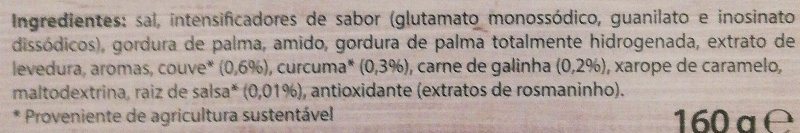 Foto da lista de ingredientes