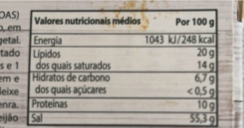 Foto da tabela nutricional