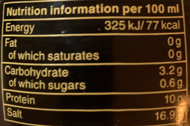 Foto da tabela nutricional