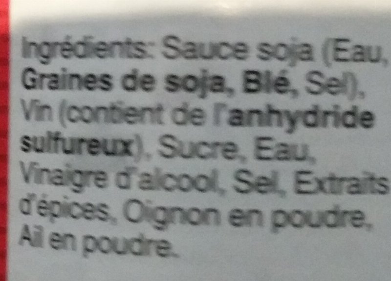 Foto da lista de ingredientes