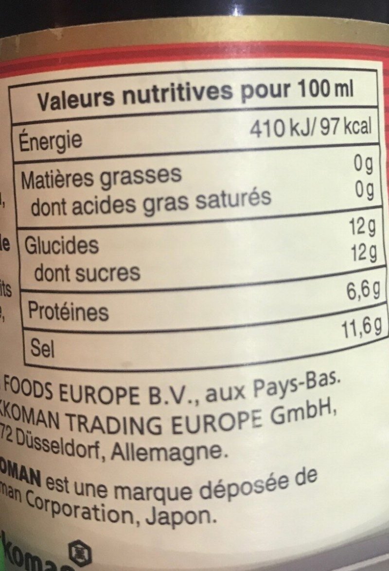Foto da tabela nutricional