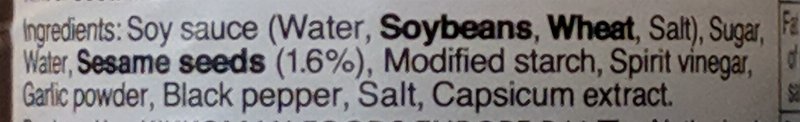 Foto da lista de ingredientes