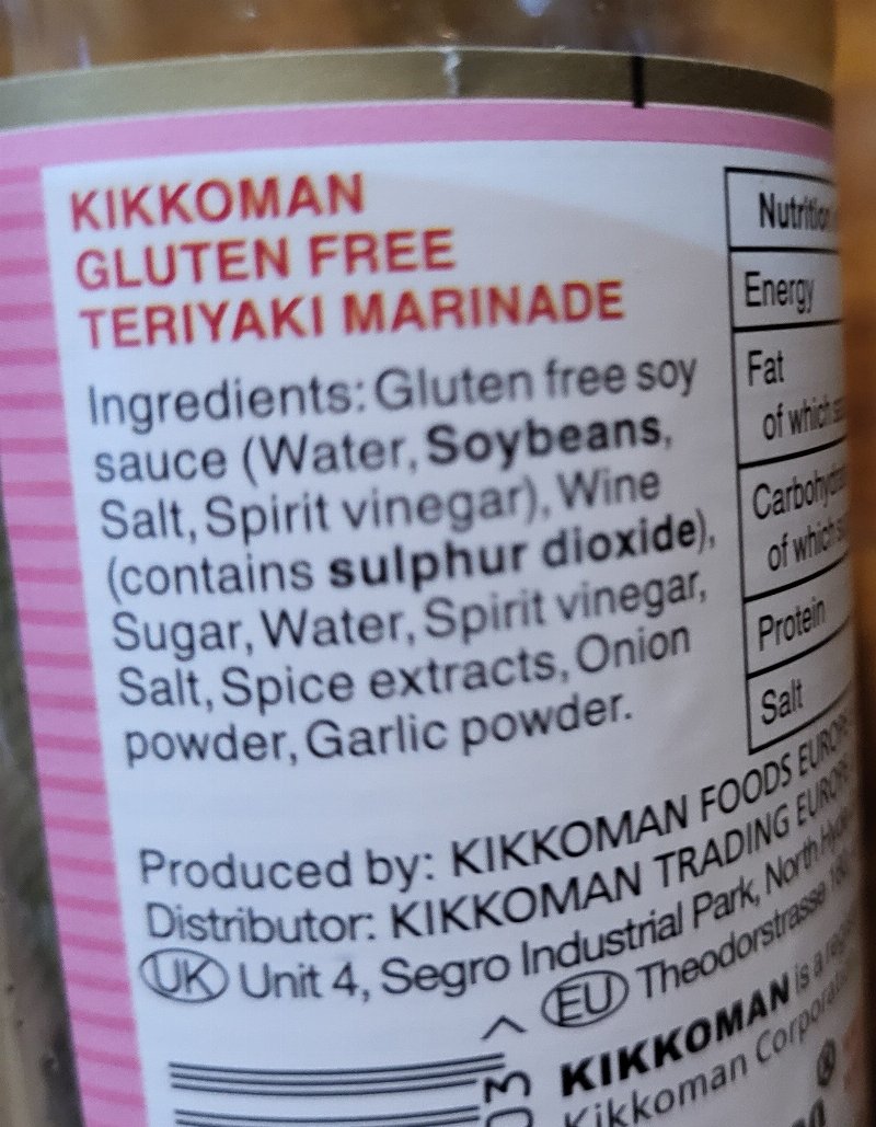 Foto da lista de ingredientes
