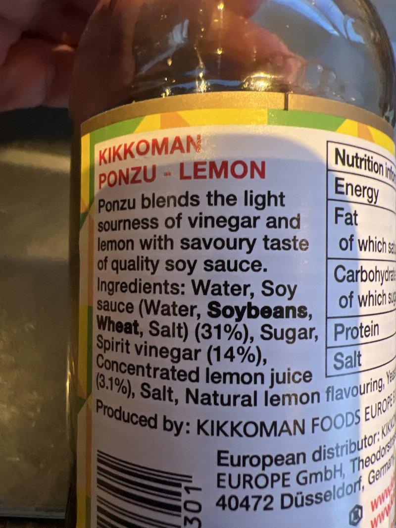 Foto da lista de ingredientes