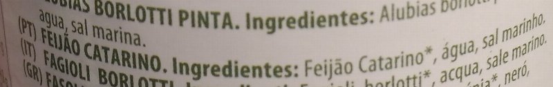 Foto da lista de ingredientes