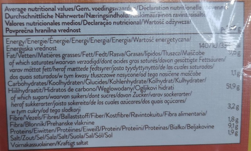 Foto da tabela nutricional