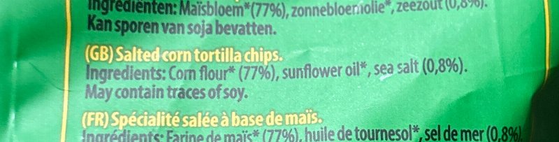 Foto da lista de ingredientes