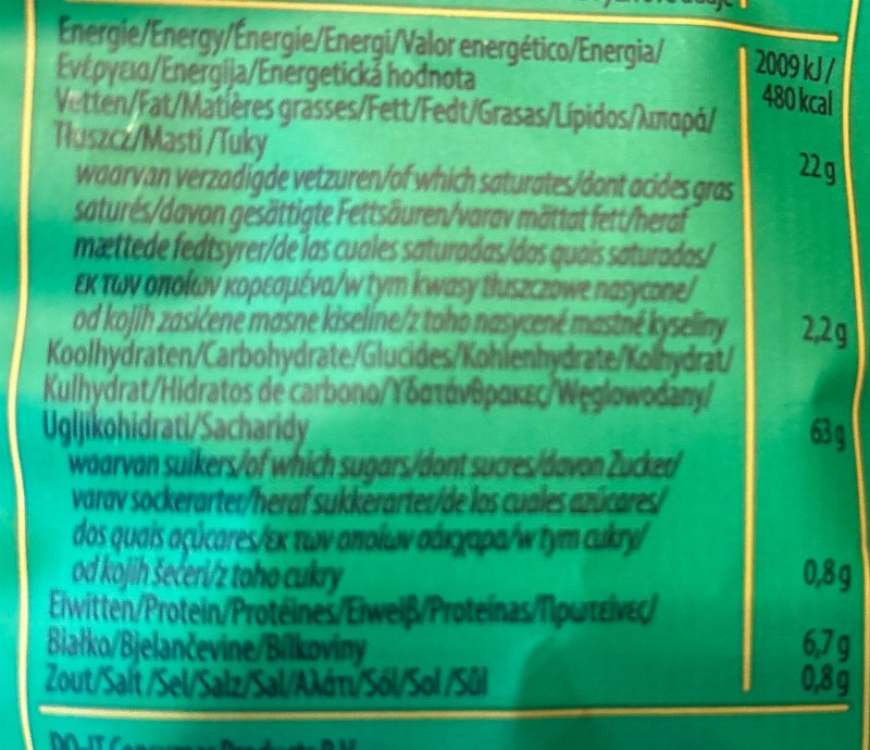 Foto da tabela nutricional