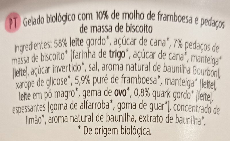 Foto da lista de ingredientes
