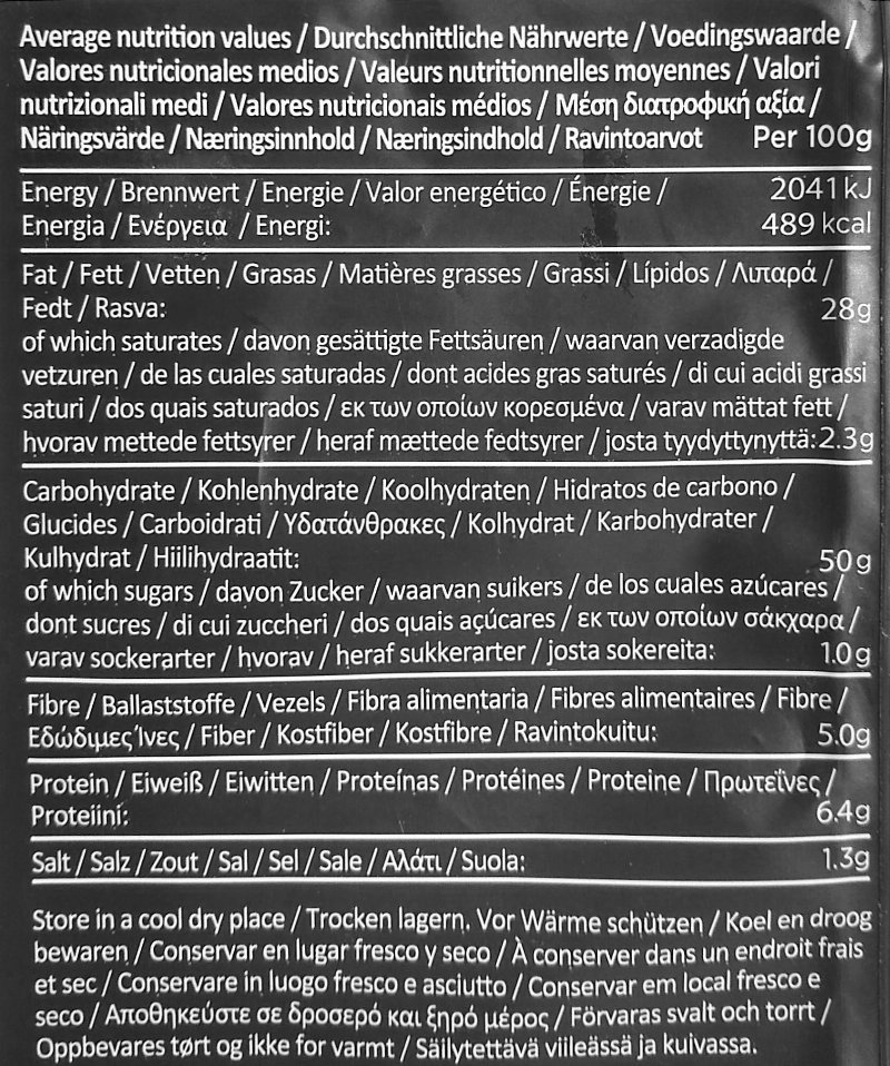 Foto da tabela nutricional