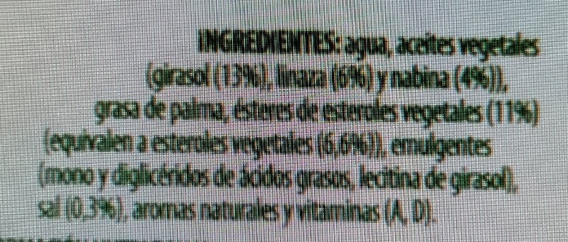 Foto da lista de ingredientes