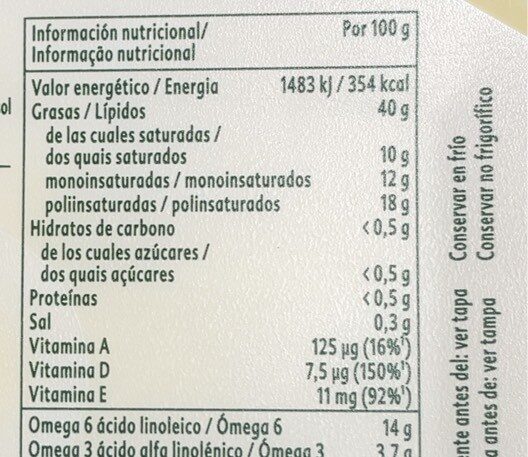 Foto da tabela nutricional