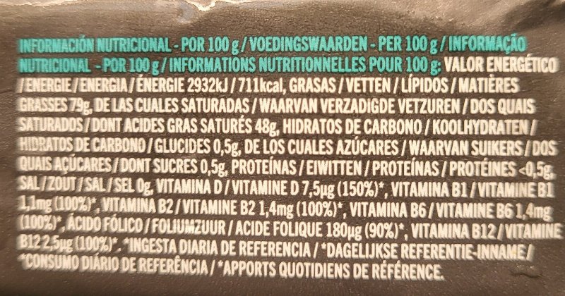 Foto da tabela nutricional