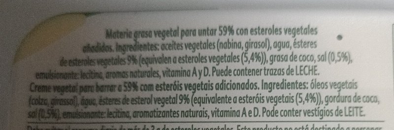 Foto da lista de ingredientes