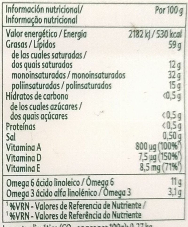 Foto da tabela nutricional
