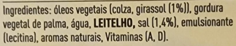 Foto da lista de ingredientes
