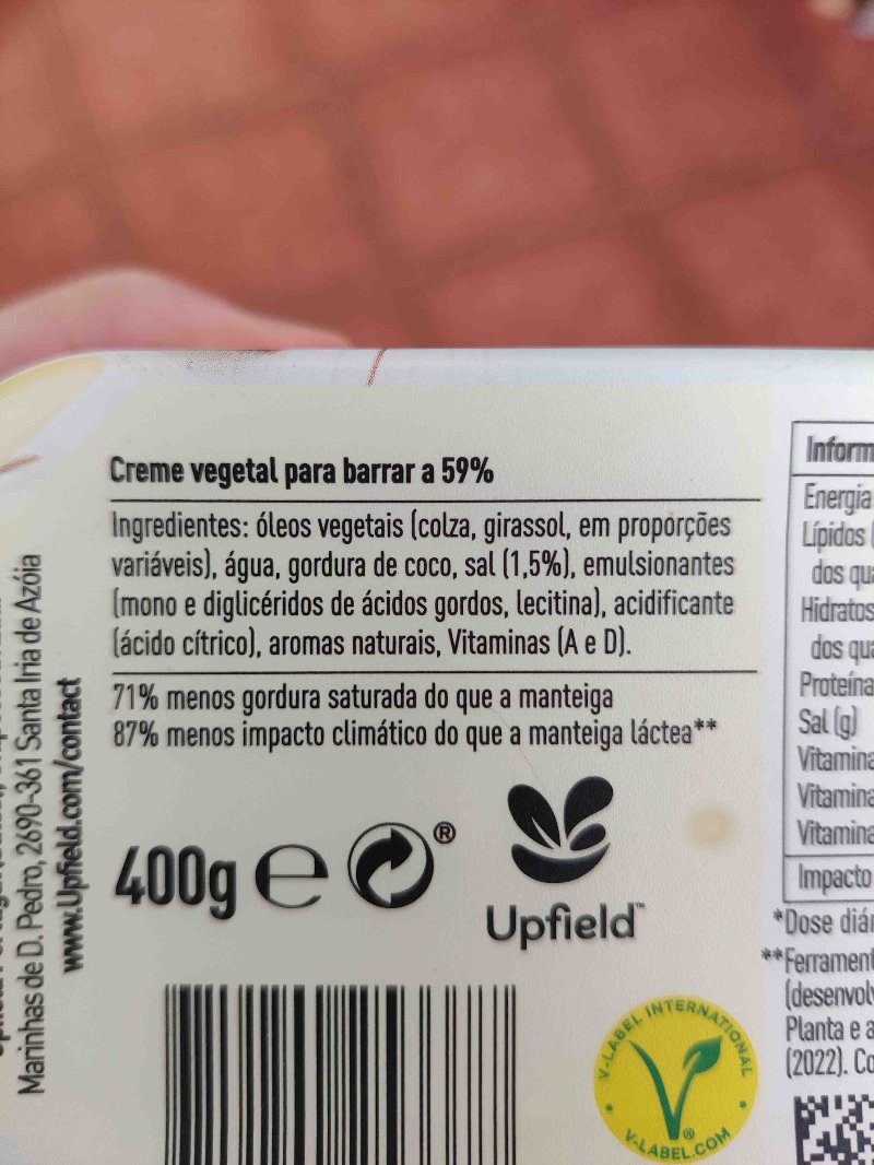 Foto da lista de ingredientes