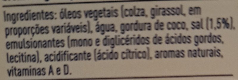 Foto da lista de ingredientes