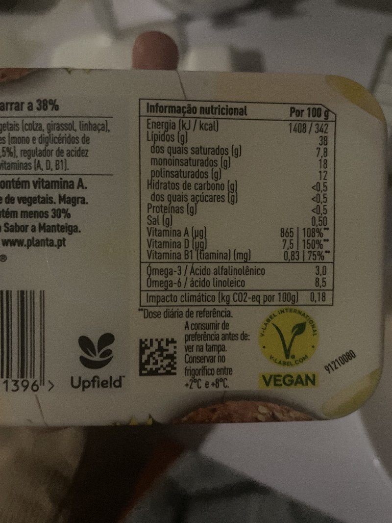 Foto da tabela nutricional