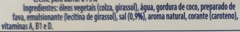 Foto da lista de ingredientes