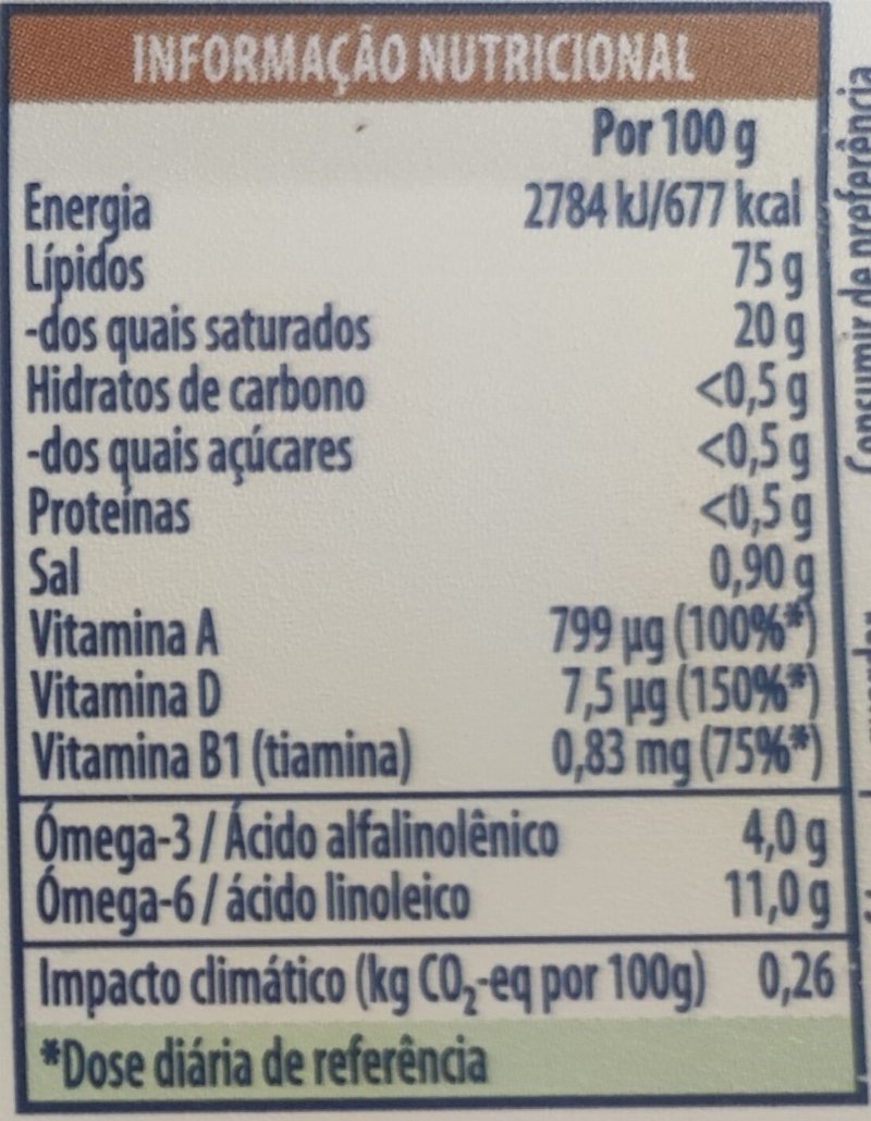 Foto da tabela nutricional