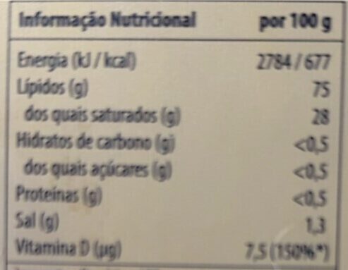 Foto da tabela nutricional