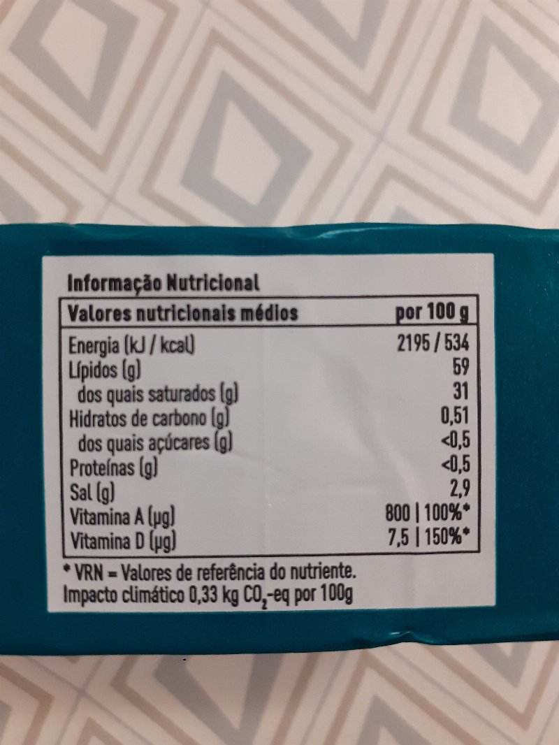 Foto da tabela nutricional