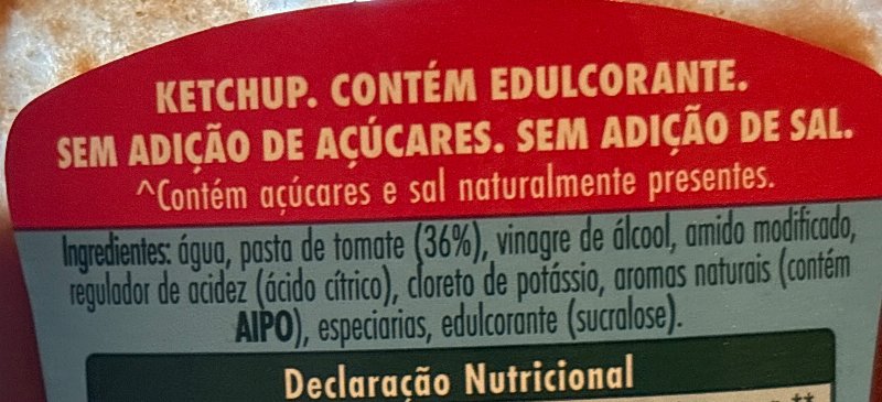 Foto da lista de ingredientes