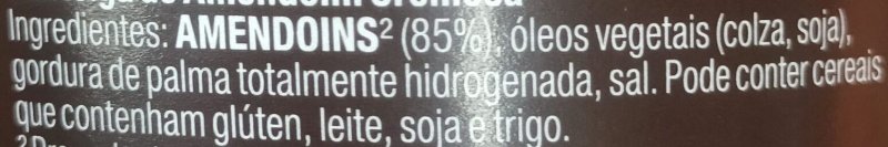 Foto da lista de ingredientes