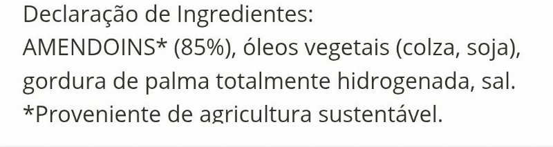 Foto da lista de ingredientes