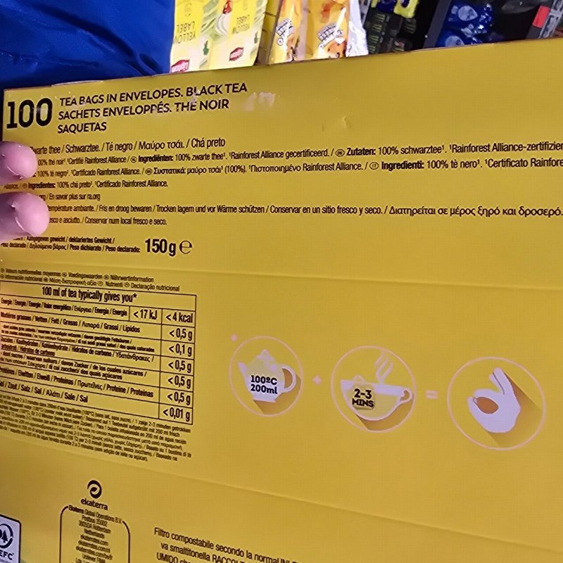 Foto da lista de ingredientes