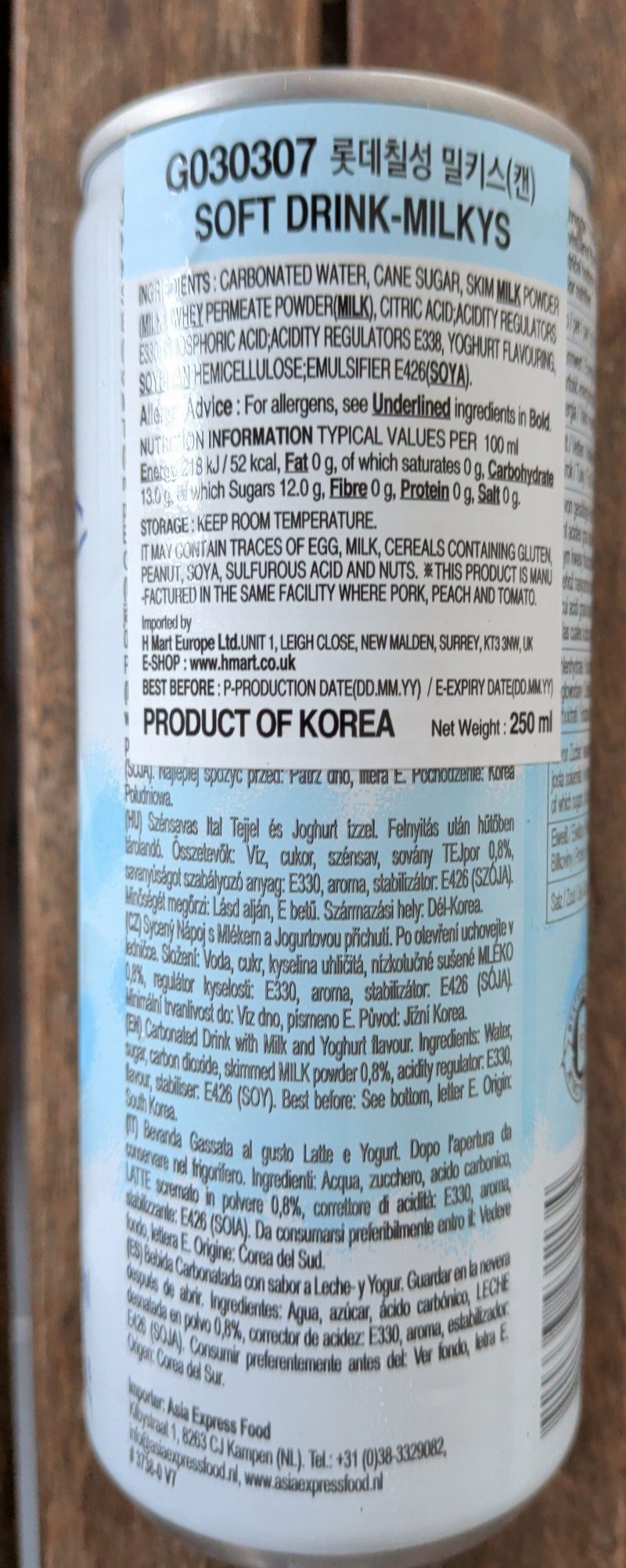 Foto da lista de ingredientes