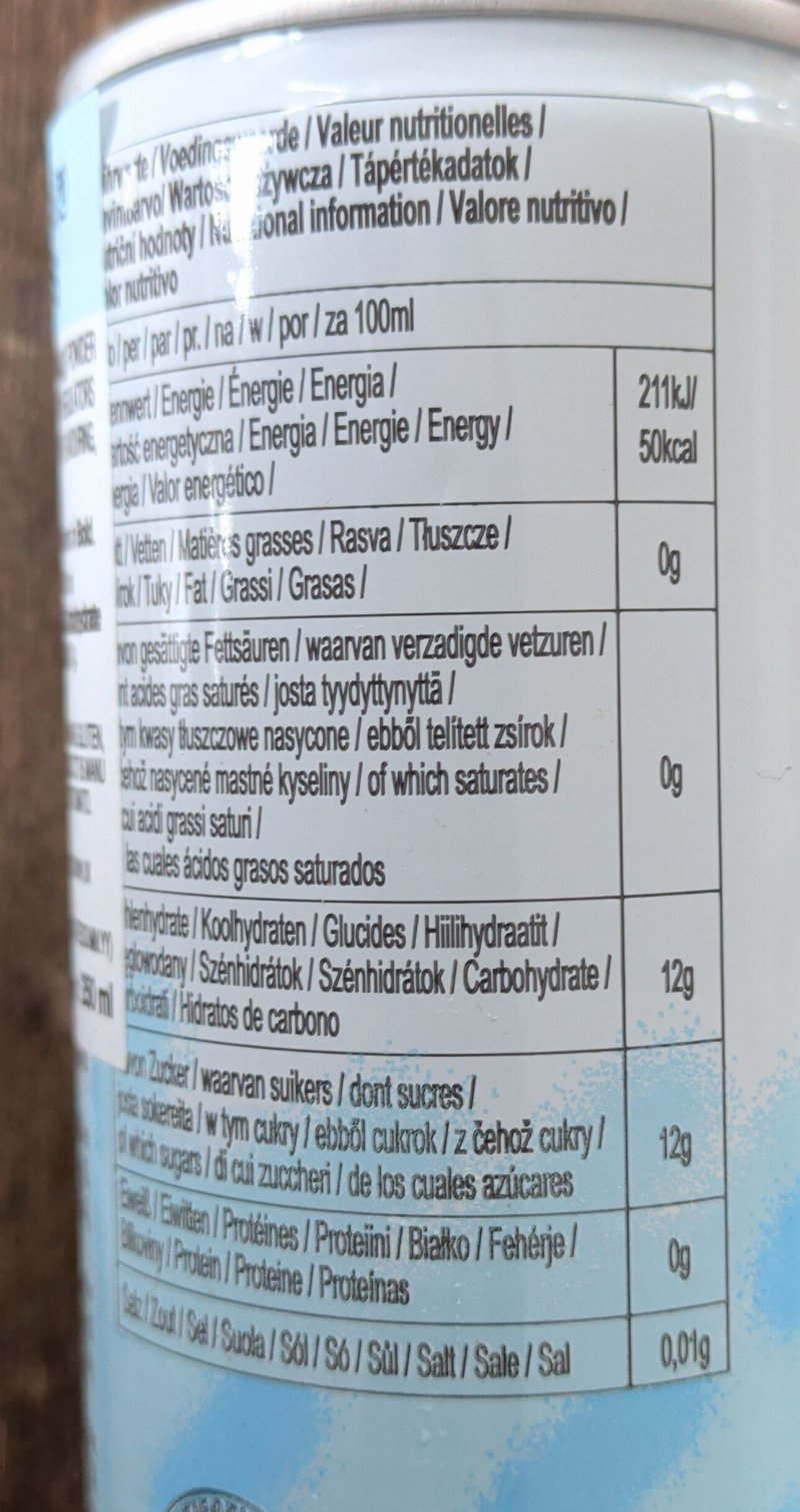 Foto da tabela nutricional