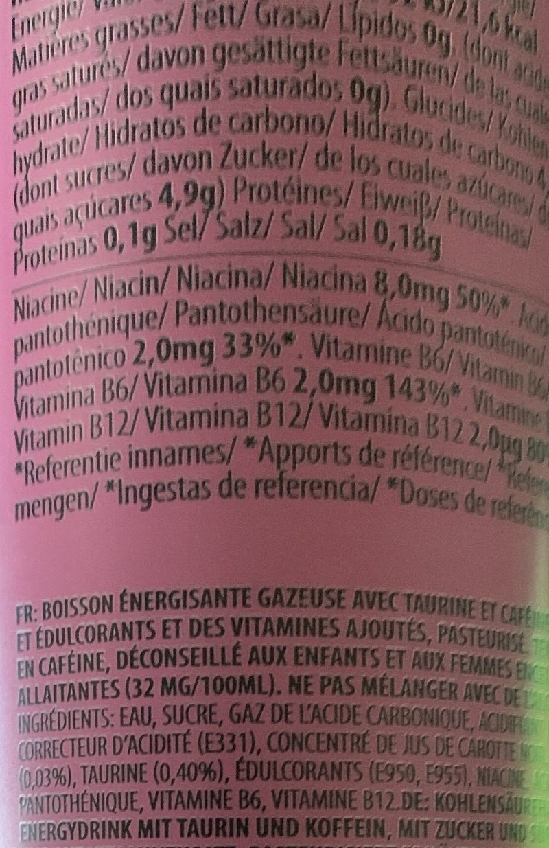 Foto da tabela nutricional