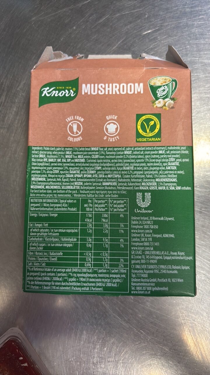Foto da lista de ingredientes
