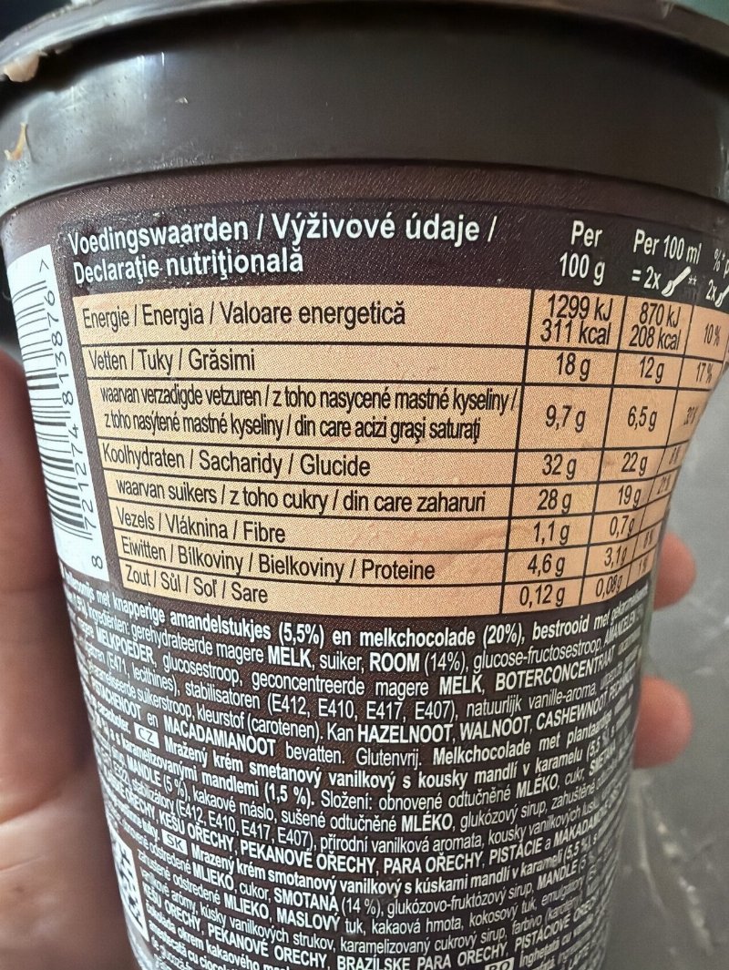 Foto da tabela nutricional