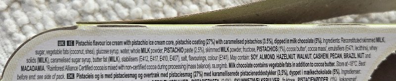 Foto da lista de ingredientes