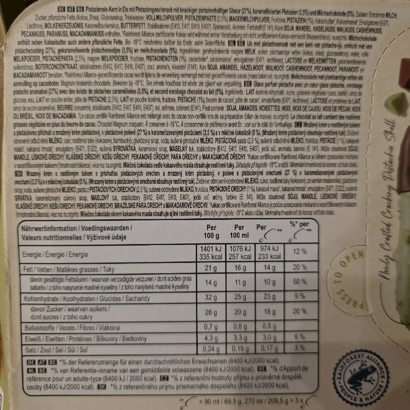 Foto da tabela nutricional
