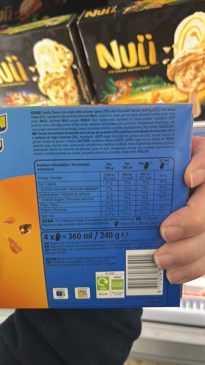 Foto da lista de ingredientes