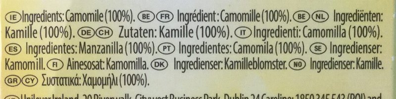 Foto da lista de ingredientes