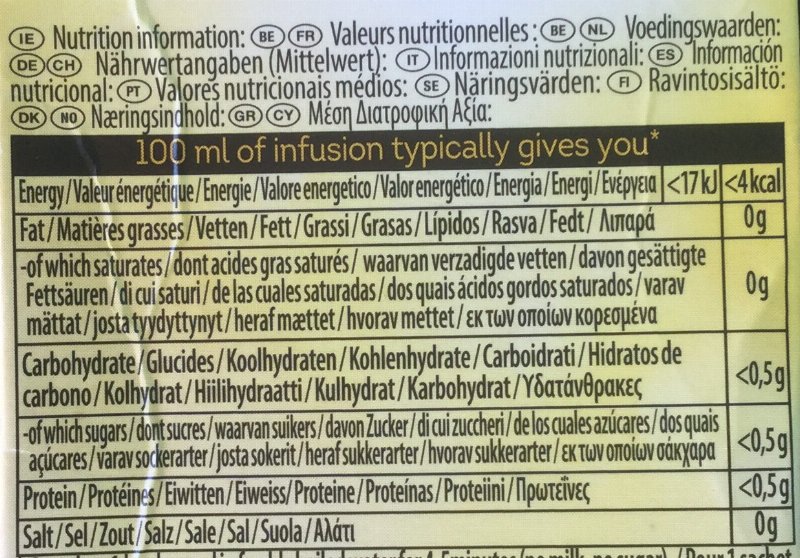 Foto da tabela nutricional