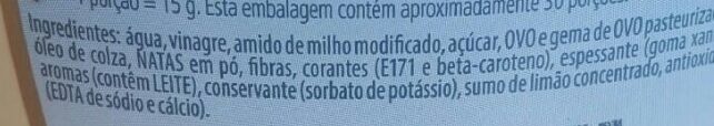 Foto da lista de ingredientes