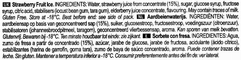 Foto da lista de ingredientes