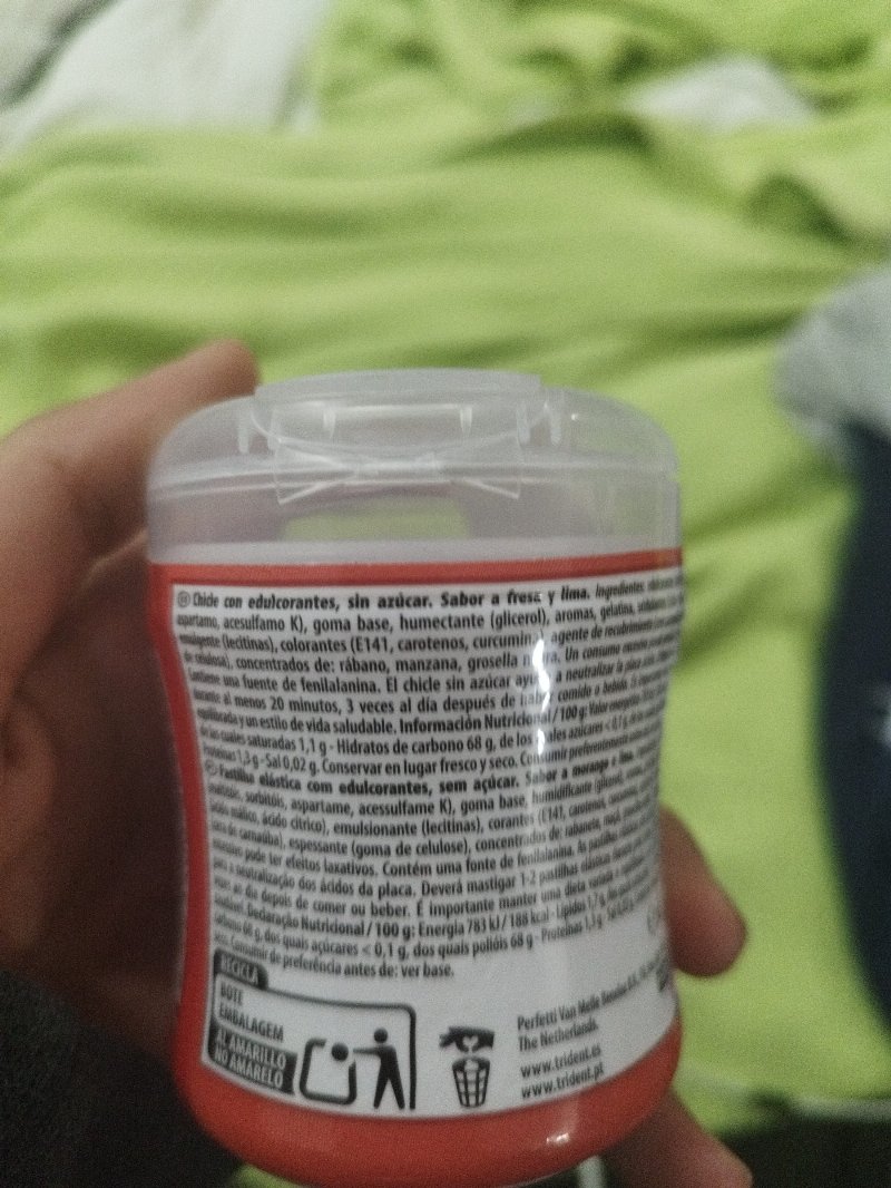 Foto da tabela nutricional