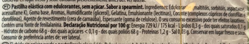 Foto da lista de ingredientes