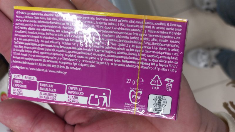 Foto da lista de ingredientes
