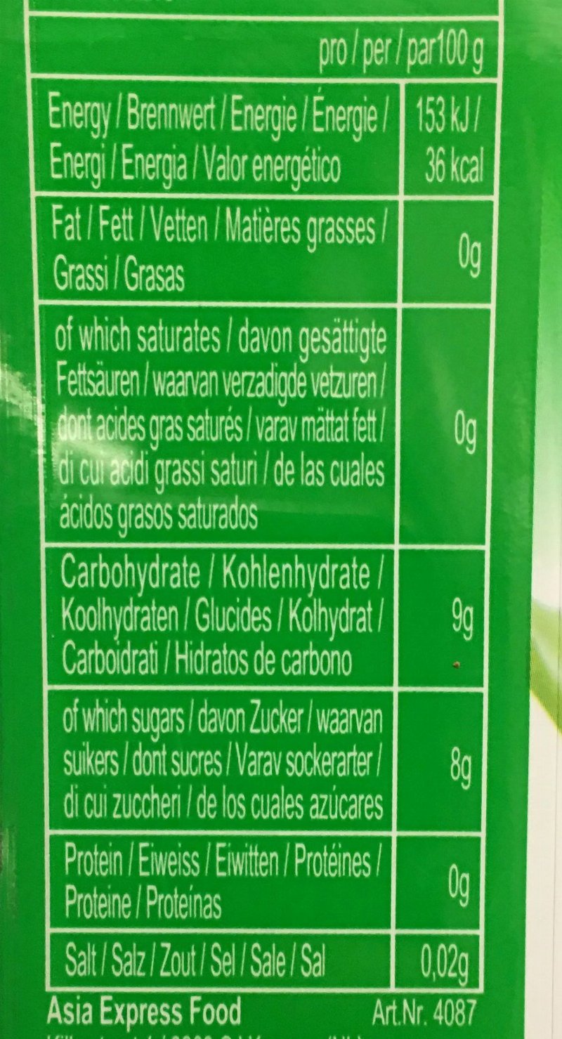 Foto da tabela nutricional
