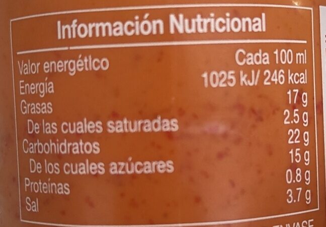 Foto da tabela nutricional